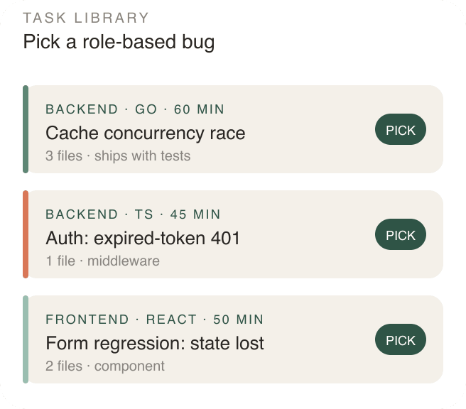 Task library: pick a role-based bug